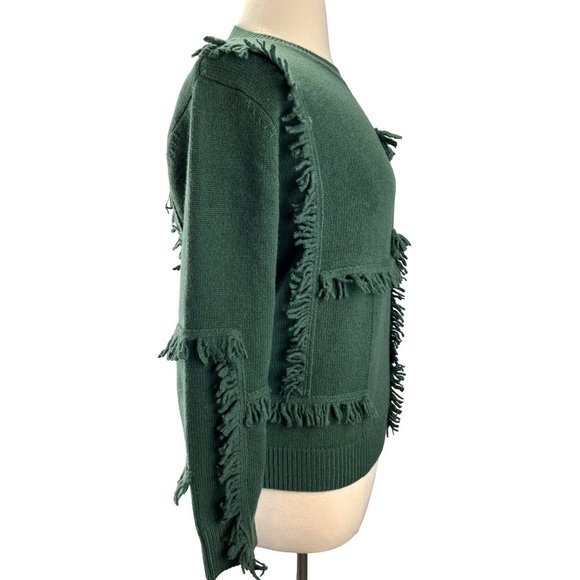 Vintage Forest Green tassel Cashmere Knit Pullover Sweater, Size Women's Large - Picture 6 of 7